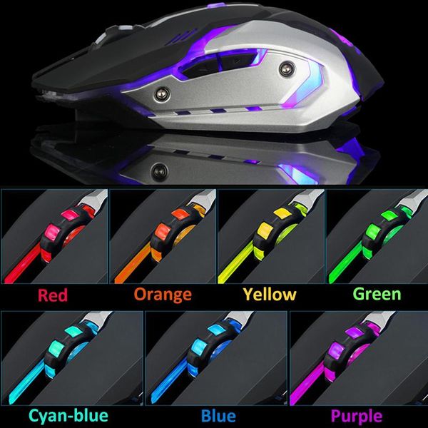 

rechargeable x7 wireless gaming mouse led backlight usb optical ergonomic mouse 2400dpi fashion computer game mice for pro gamer h wmtqgz