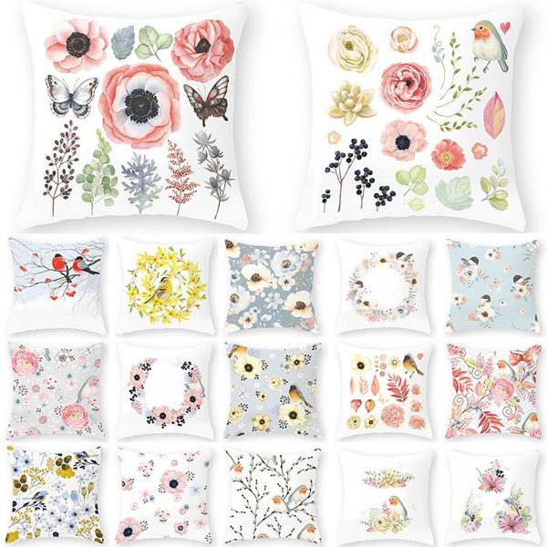 

bird printed polyester cushion cover 45*45cm throw pillow pillowcase cojines decorativos para sofa home bedroom decor 40869