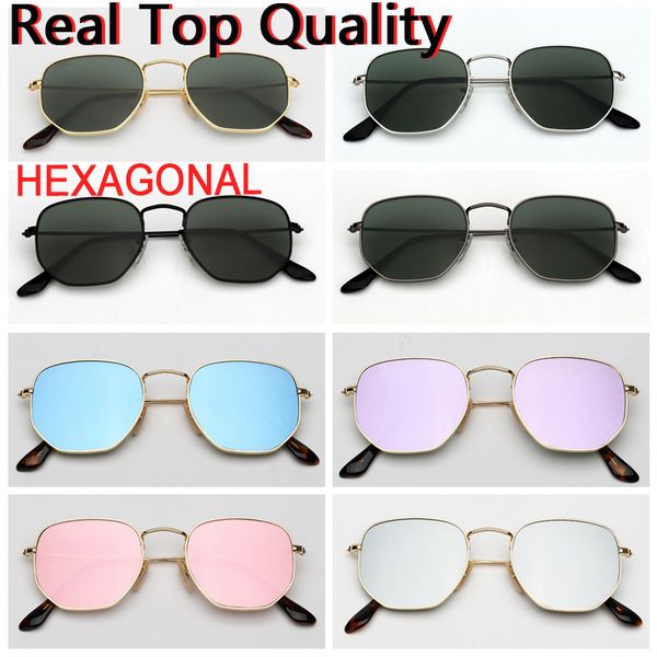 

designer sunglasses hexagonal sunglasses for male female shades sun glasses with leather case, and all retailing accessories, White;black