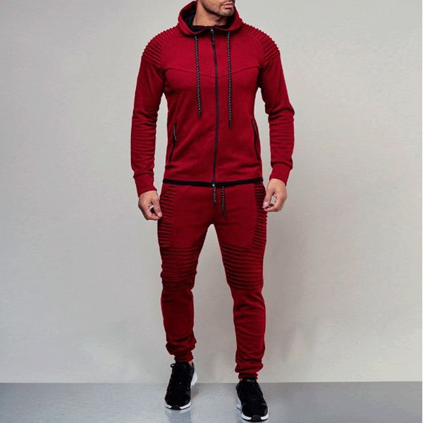 

2020 new 2 pieces sets tracksuit men new brand autumn winter hooded sweatshirt +drawstring pants male stripe patchwork hoodies bigsweety set, Gray