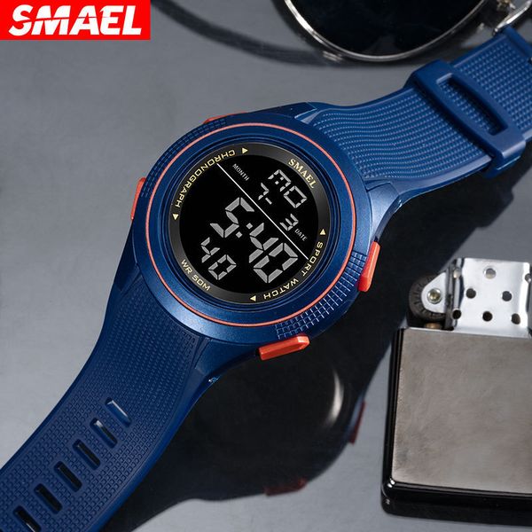 

smael silicone sports electronic watch multifunctional waterproof intelligent double display chronograph for male and female students, Slivery;brown