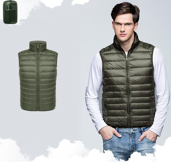 

men puffer down vests casual pure 4 colors pocket zipper mens coats 2020fw outerwear women clothing stand collar fashion wholesale, Black;white