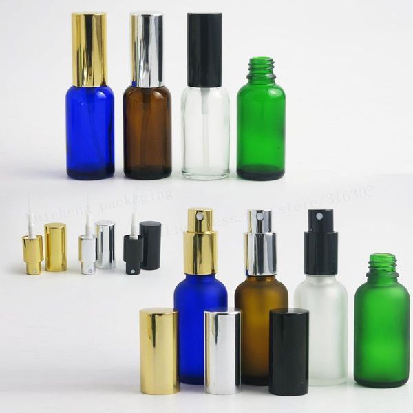 

12 x 30ml refillable glass mist sprayer perfume bottle containers 1oz cosmetic perfume fragrance packaging clear blue amber1