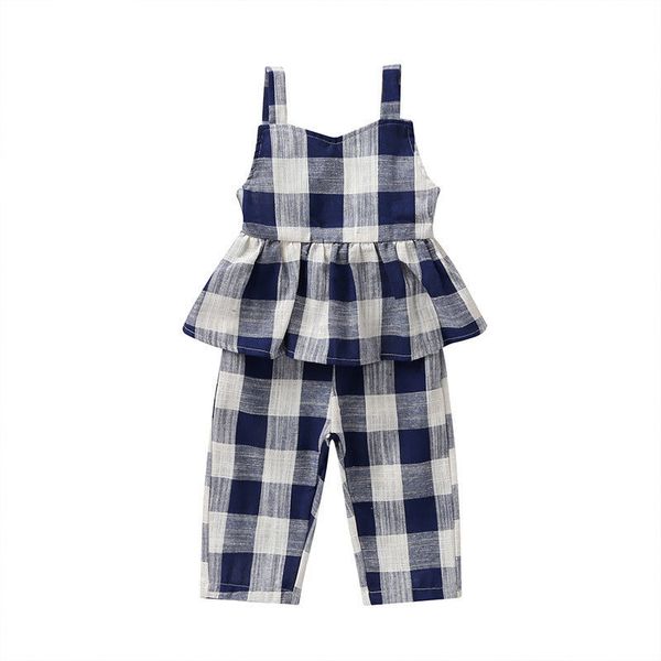 

lattice children girls overalls baby girl summer clothes cotton toddler overalls fashion children's clothing 1-5 years 201112, Blue