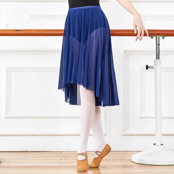 

womens elastic waist ballet mesh tulle midi skirt transparent solid sheer skirt flowy dancer basic wear black, Black;red