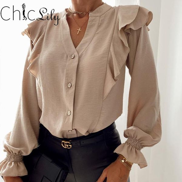 

женщины v-образным вырезом путание с длинным рукавом рубашка осень зима с длинным рукавом топы элегантные офисные женщины кнопки blusas, White