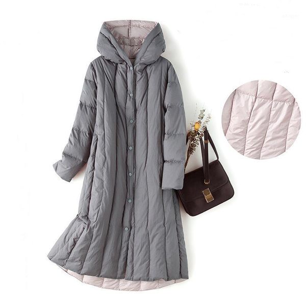 

women hooded down coats solid quilted long warm parkas 2020 winter long outwear s-3xl1, Black