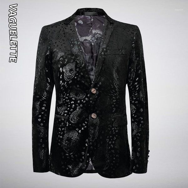 

vaguelette mens printed blazer leopard pattern elegant slim blazer in men party jacket coat men fashion stage clothes for singer1, White;black