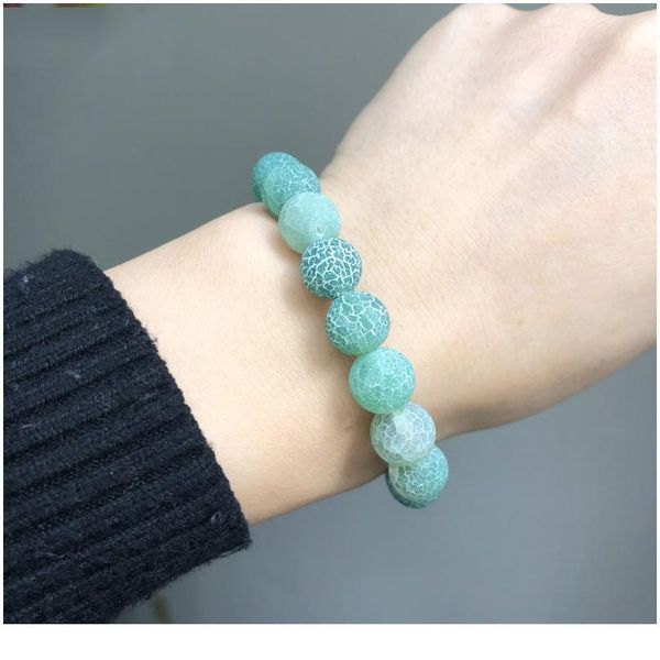 

4/6/8/10mm natural stone beads for jewelry making diy craft matte onyx frost cracked green agates beads diy bracelet qyldgy
