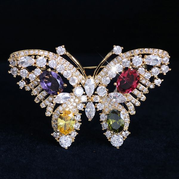 

butterfly brooches pins for women fashion luxury rhinestone crystal insect brooch pin jewelry broche femme bijoux 201009, Gray