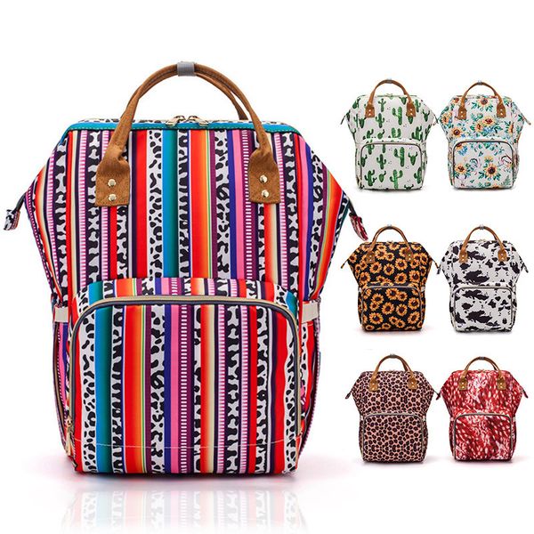 

baby diaper backpack lequeen cactus sunflower print changing nappy mummy bag maternity large capacity baby stroller bags lj201013
