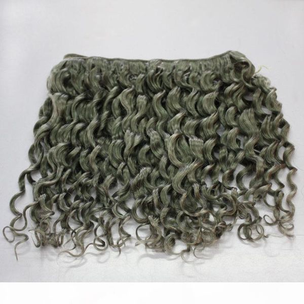 

grey color deep wave brazilian human hair curly 300g 7a brazilian curly grey hair weft bundles extension, Black