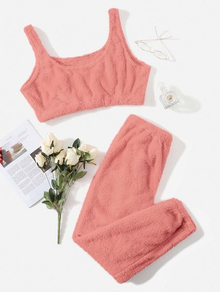 

plus solid flannel pj set y7oi#, Black;white