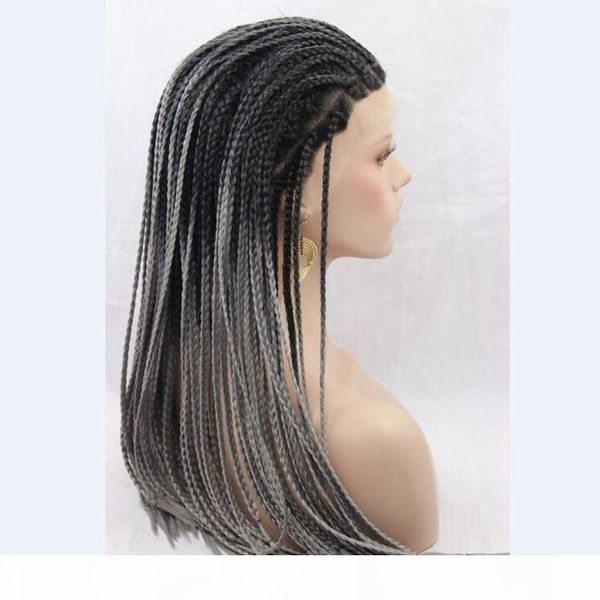 

synthetic micro braided wigs ombre black to grey synthetic braided lace front wigs african american braided wig for black women