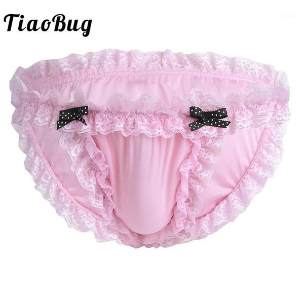 

men soft satin ruffled floral lace sissy panties gay underwear bikini briefs male underpants1