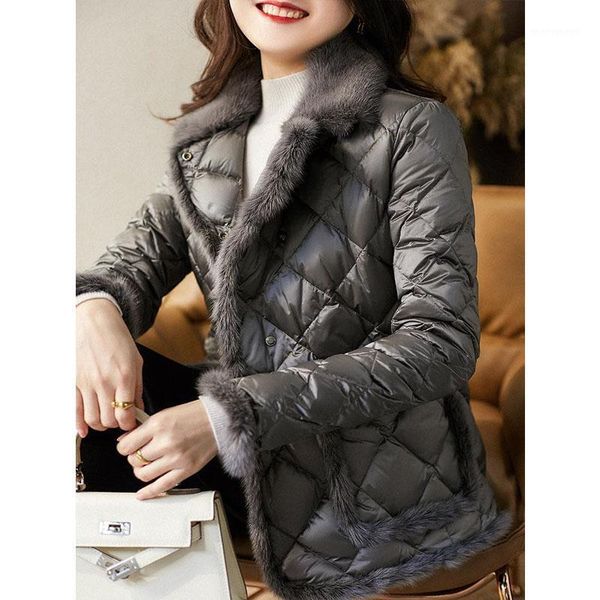 

women's down & parkas imitation mink hair stitching cotton jacket women's fashion ins winter short coat women1, Black