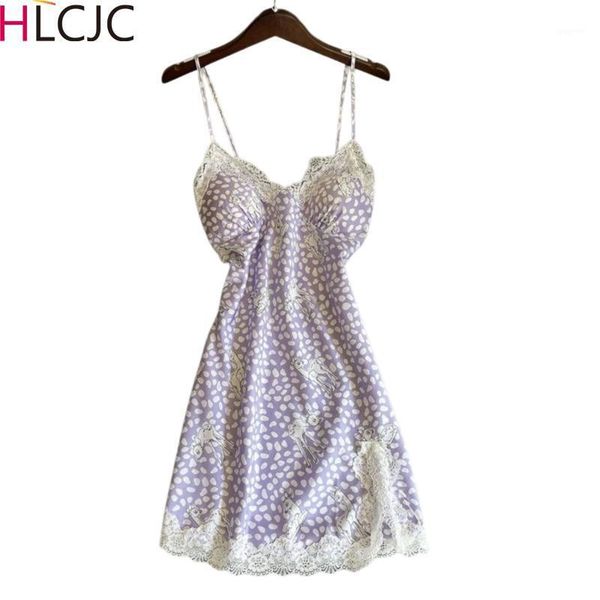 

ladies silk satin night dress sleeveless nighties v-neck nightgown deer print nightdress lace sleepwear nightwear for women1, Black;red