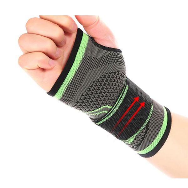 

3d weaving pressurized high elastic bandage fitness wrist palm braces support power lifting gym palm pad protector, Black;red