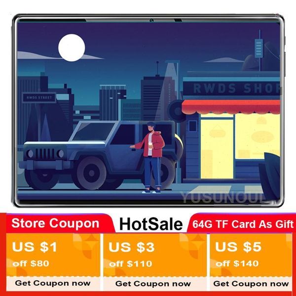 

tablet pc 2021 10 inch quad core android 9.0 google play 3g phone call wifi gps 2.5d 1280x800 tempered glass 10.1 tab1