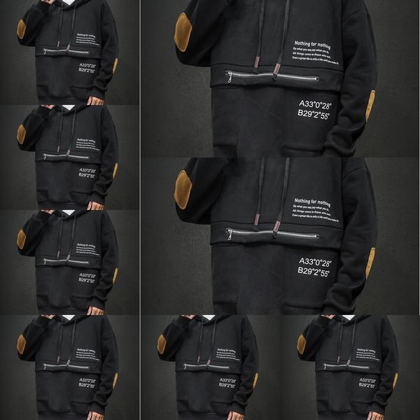 

iabjz spring 2020 new loose men's work clothescoat trend casual clothes hooded loverssweater work clothes coat 0tzkh, Black