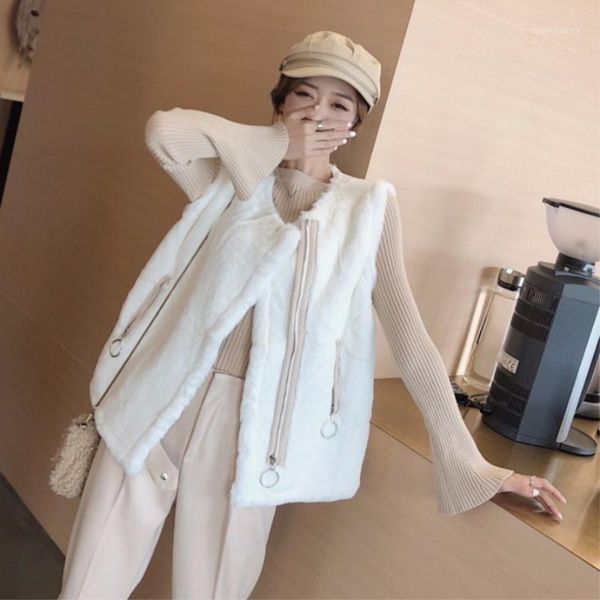 

women's vests vest female autumn and winter women's fashion wild loose solid color casual 1, Black;white