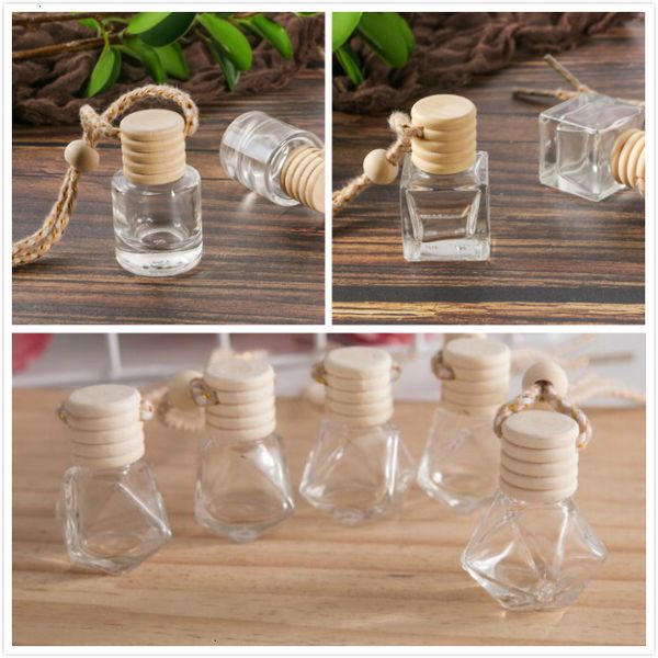 

3 styles car perfume bottle high transparent car handing perfume bottle square bottle/ cylinder bottle glass aroma perfume empty bottles