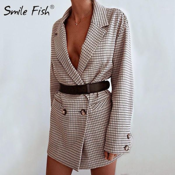 

new elegant plaid blazer dress winter autumn women long sleeve oversized jacket office lady wrap bodycon casual streetwear gv7811, White;black