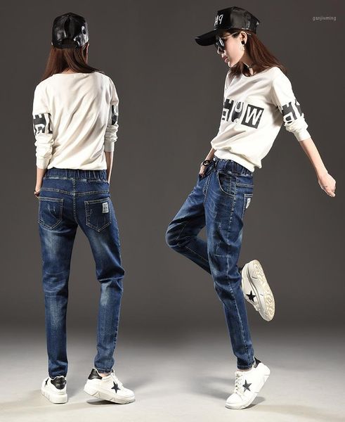 

plus size 5xl woman jeans 2018 elastic high waist woman skinny jeans denim pants casual long mujer femme1, Blue