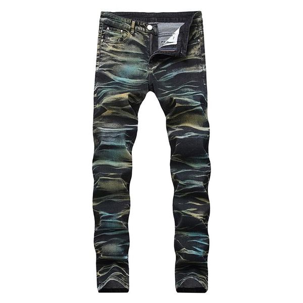 

men's jeans men ripped distressed straight brand denim design all-season trousers luxury motorcycle, Blue