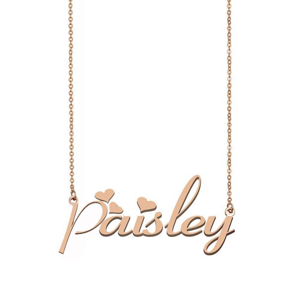 

paisley name necklace custom nameplate pendant for women girls birthday gift kids friends jewelry 18k gold plated stainless steel, Silver