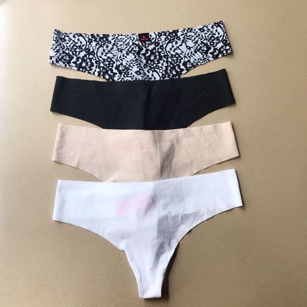 

la underwear ice silk comfortable traceless women's thong, Black;pink