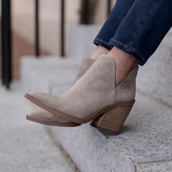 

boots botas de piel sinttica para mujer, botines vaquero con punta en pico, otoo e invierno, Black