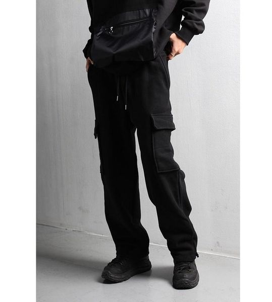 

men's pants overalls autumn leggings multi pocket loose casual trend sports, Black