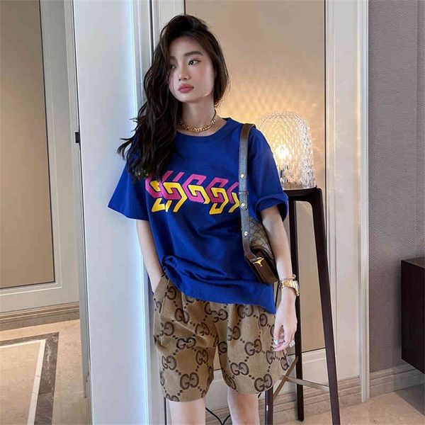 

2022 summer new print versatile t-shirt short sleeve casual couple, White