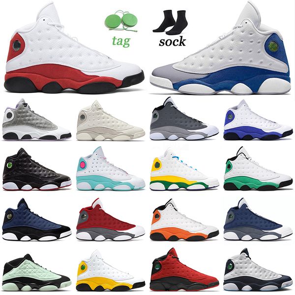 

13 13s basketball shoes jumpman high og sneakers chicago french blue houndstooth phantom atmosphere grey lucky green flint obsidian mens wom, White;red