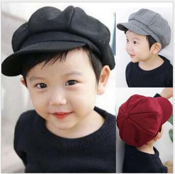 

berets arrivals fashion cotton children's baseball cap season woolen octagonal hat boys and girls winter keep warm beret1, Blue;gray