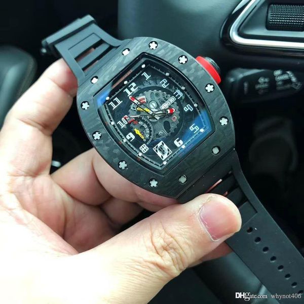 

мужская 50мм роскошь ограниченным тиражом механические часы, rm030 высокого класса звезды часы с углеродного волокна оболочки спортивные час, Slivery;brown