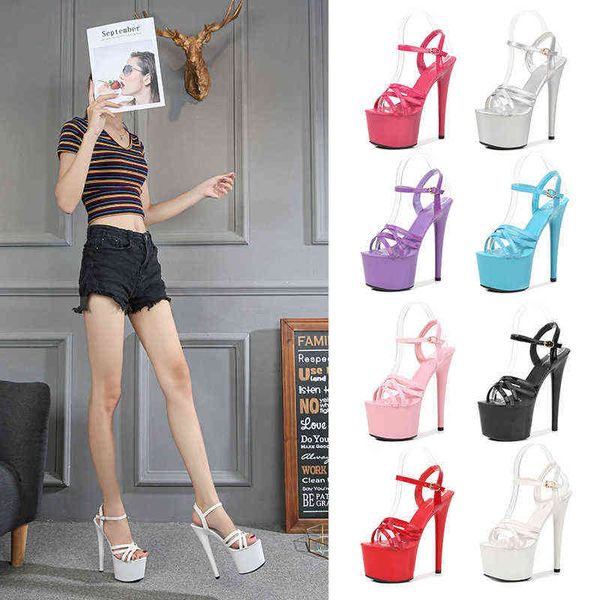 

hokszvy 181 series 16.5cm heel 5cm platform open toe shoes black platform heels ultra-high sandals women's summer lfd y220209