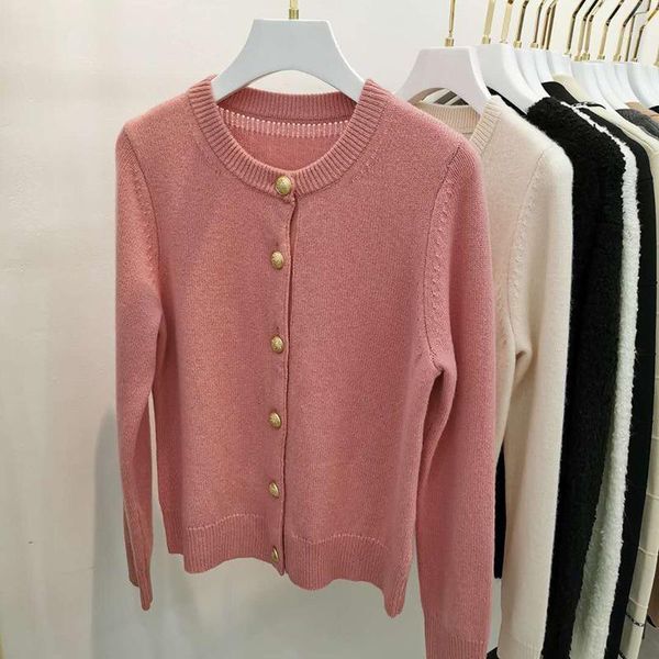 

100% cashmere brand fashion women high luxury winter elegant gold buckle cashmere cardigan knitted sweater1, White;black