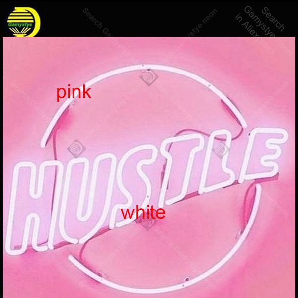 

неоновые вывески hustle neon tube знак реального стекла ручной работы главная спальня дисплей неон фонарик знак украсьте пива паб номер letr
