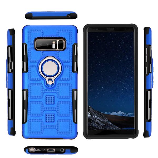 

for samsung galaxy note 8 n9500 case cover metal ring stand tpu+pc 2in1 magnetic car mount case for samsung note8 funda coque