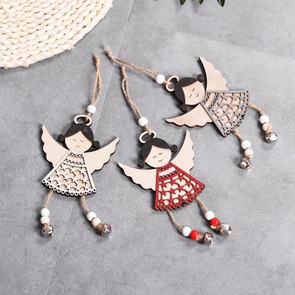

1pc 3 sizes wooden angel christmas ornaments pendants diy wood crafts cute hanging xmas tree ornament christmas party decoration1