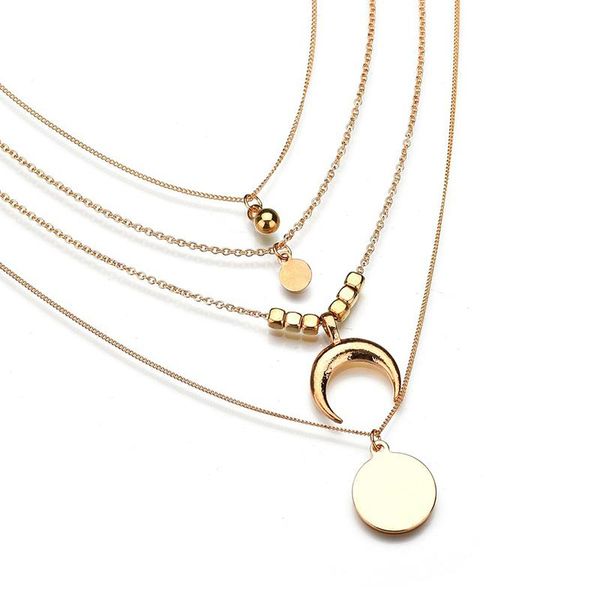 

урожай многослойного presentsnecklace для женщин ювелирных изделий луны форма ожерелья золото заявление bijoux femme ожерелье se200022 qylps, Silver