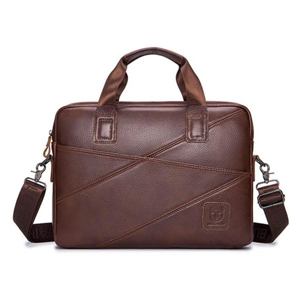 

men's briefcase bag genuine leather 15inch lapbag business messenger bags for document office portable lapshoulder