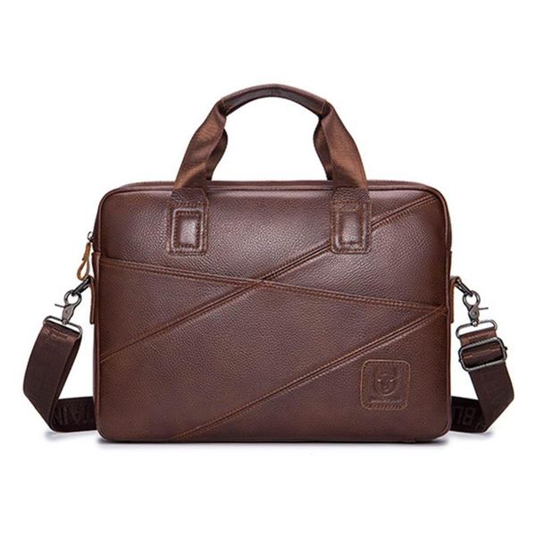 

men's briefcase bag genuine leather 15inch lapbag business messenger bags for document office portable lapshoulder