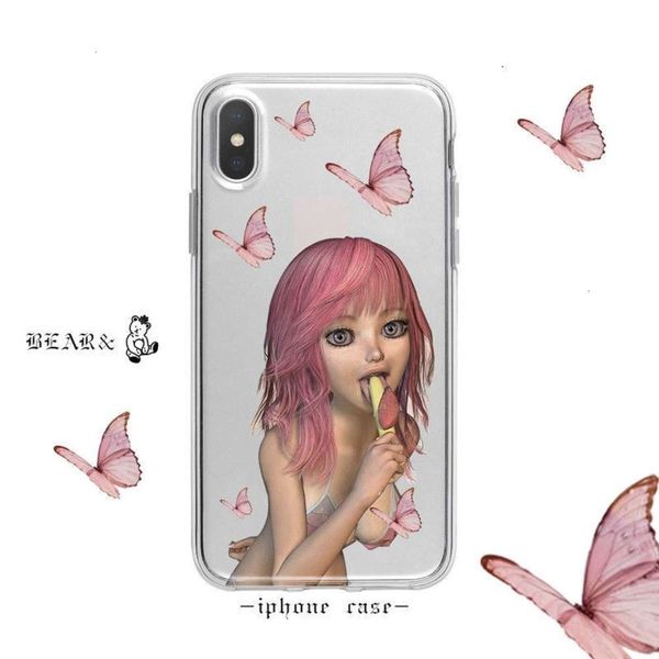 

butterfly punk girl 12mini for vip ex xr case 11pro / max transparent xsmax cute 6s silicone 7p soft 8plus4fre