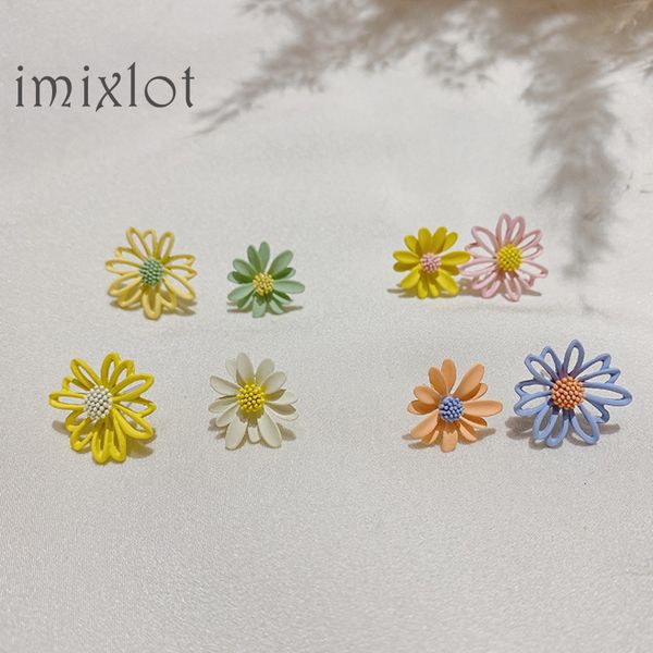 

asymmetrical korean jewelry cute flower small drop earrings for women 2020 new fashion sweet heart earrings, Silver