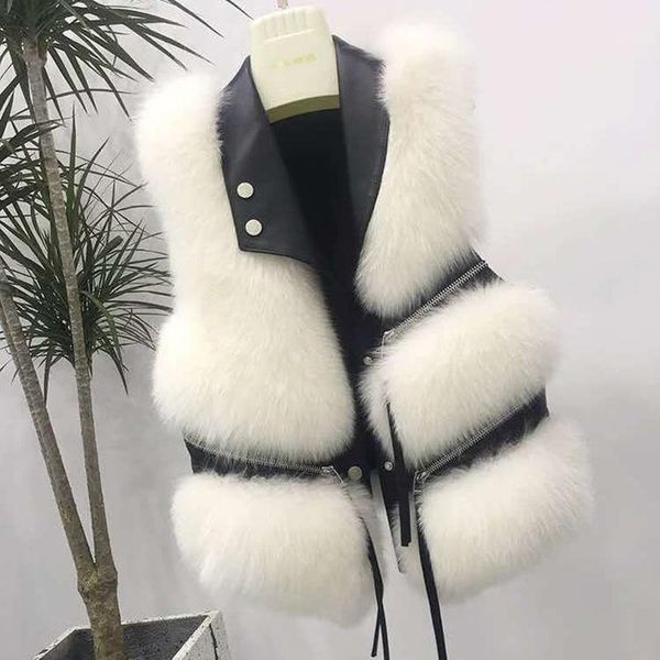 

autumn winter new fashion faux fur coat winter women waist coat female jacket fur vest fluffy solid color for ladies1, Black;white