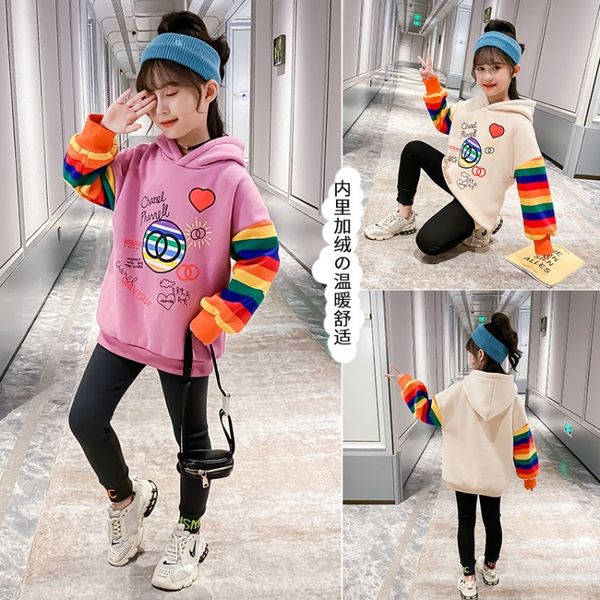 

Girls' sweater autumn and winter 2020 new foreign qi Korean version of the big children's clothing children's plus velvet girl, Blue
