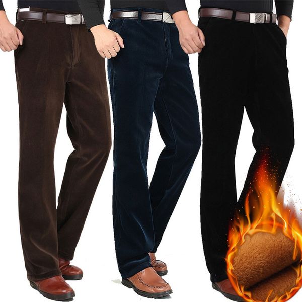 

trousers men's plus thick section of high-waisted loose stretch corduroy straight pants udz3, White;black